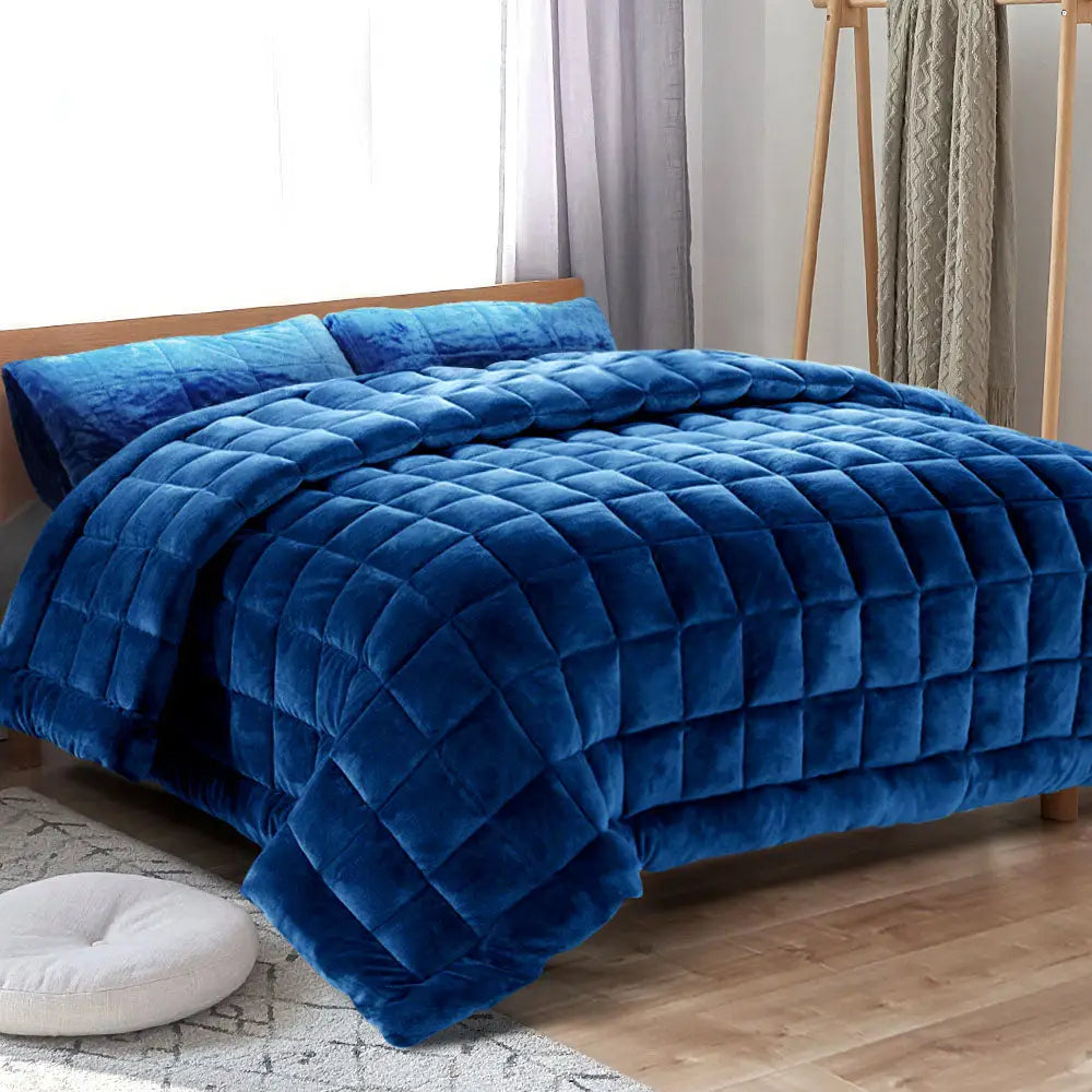 Giselle Bedding Faux Mink Quilt Blue Super King - Home & Garden > Bedding