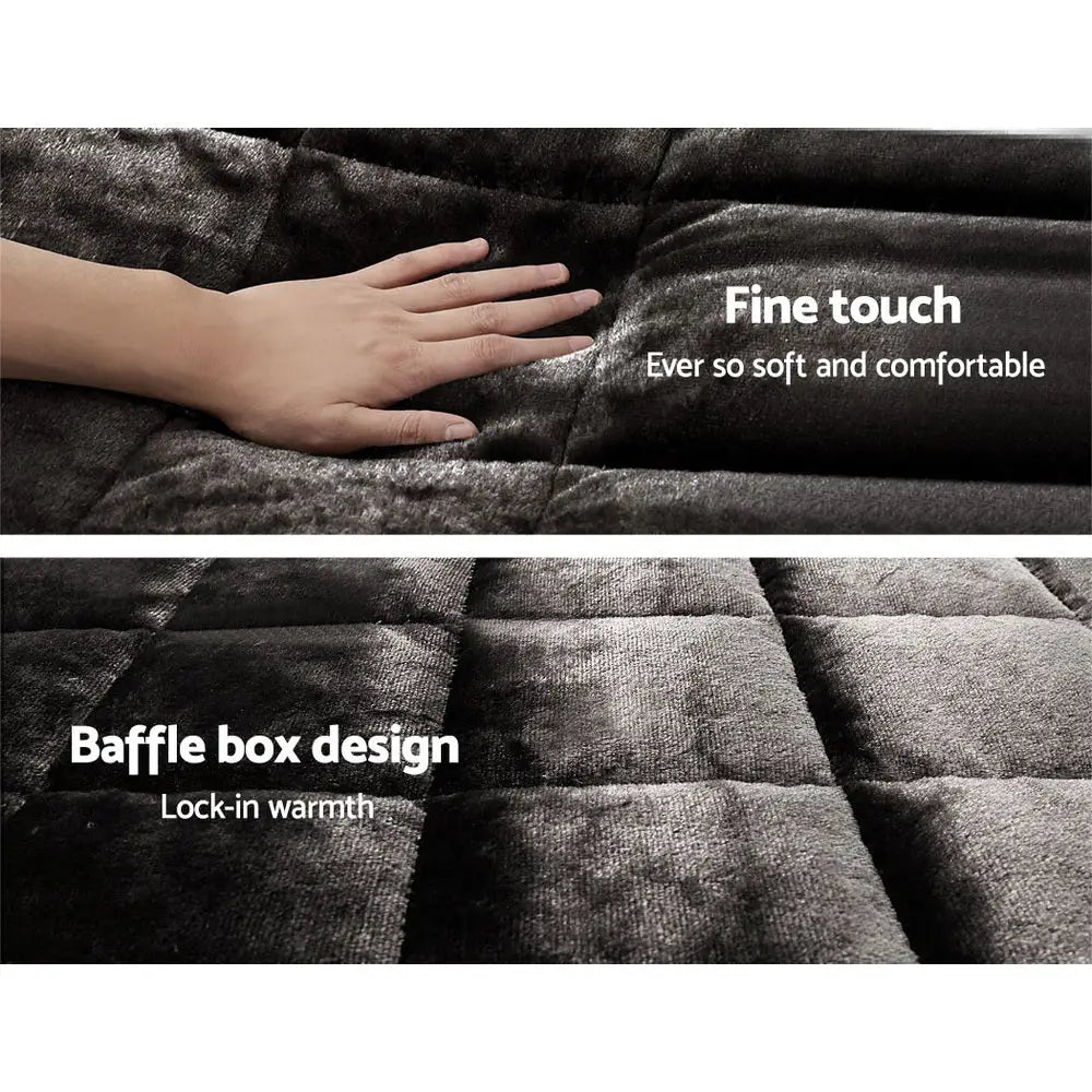 Giselle Bedding Faux Mink Quilt Charcoal Single King - Home & Garden > Bedding