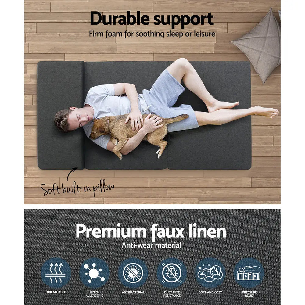 Giselle Bedding Foldable Mattress Folding Foam Bed Floor Mat Grey - Furniture > Mattresses