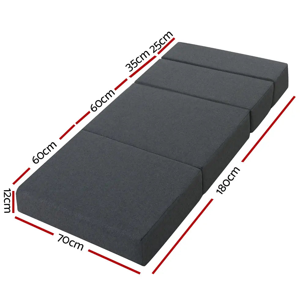 Giselle Bedding Foldable Mattress Folding Foam Bed Floor Mat Grey - Furniture > Mattresses