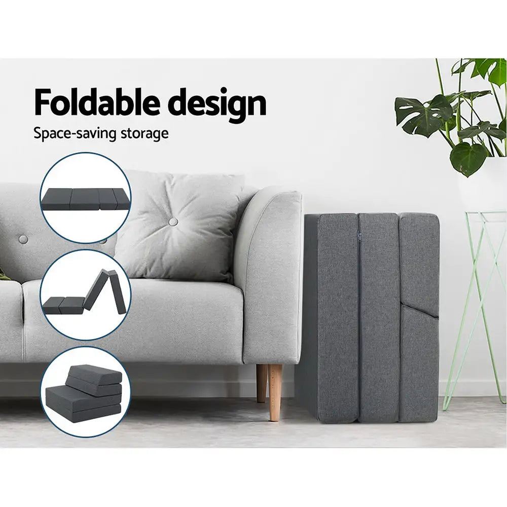 Giselle Bedding Foldable Mattress Folding Foam Bed Floor Mat Grey - Furniture > Mattresses