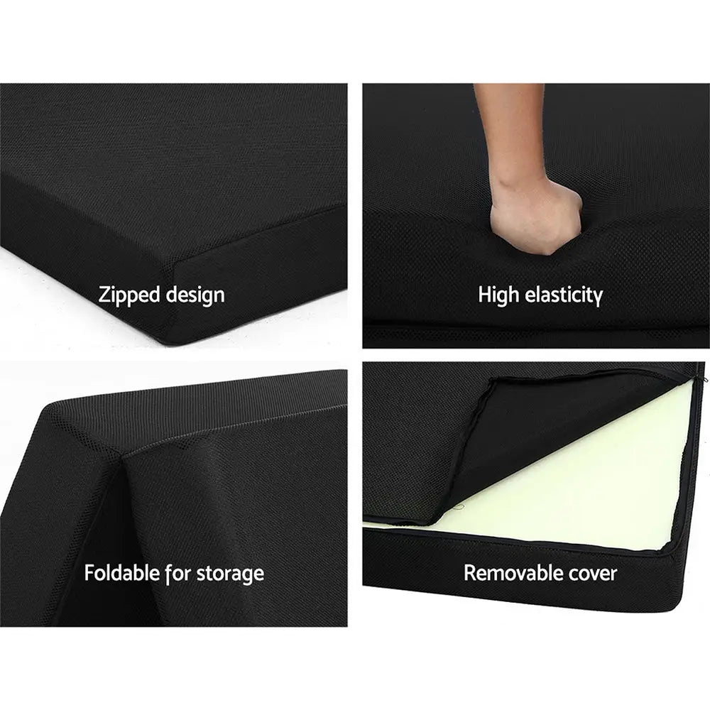 Giselle Bedding Foldable Mattress Folding Foam Bed Mat Black - Furniture > Mattresses