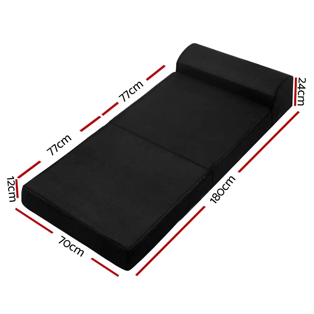 Giselle Bedding Foldable Mattress Folding Foam Bed Mat Black - Furniture > Mattresses