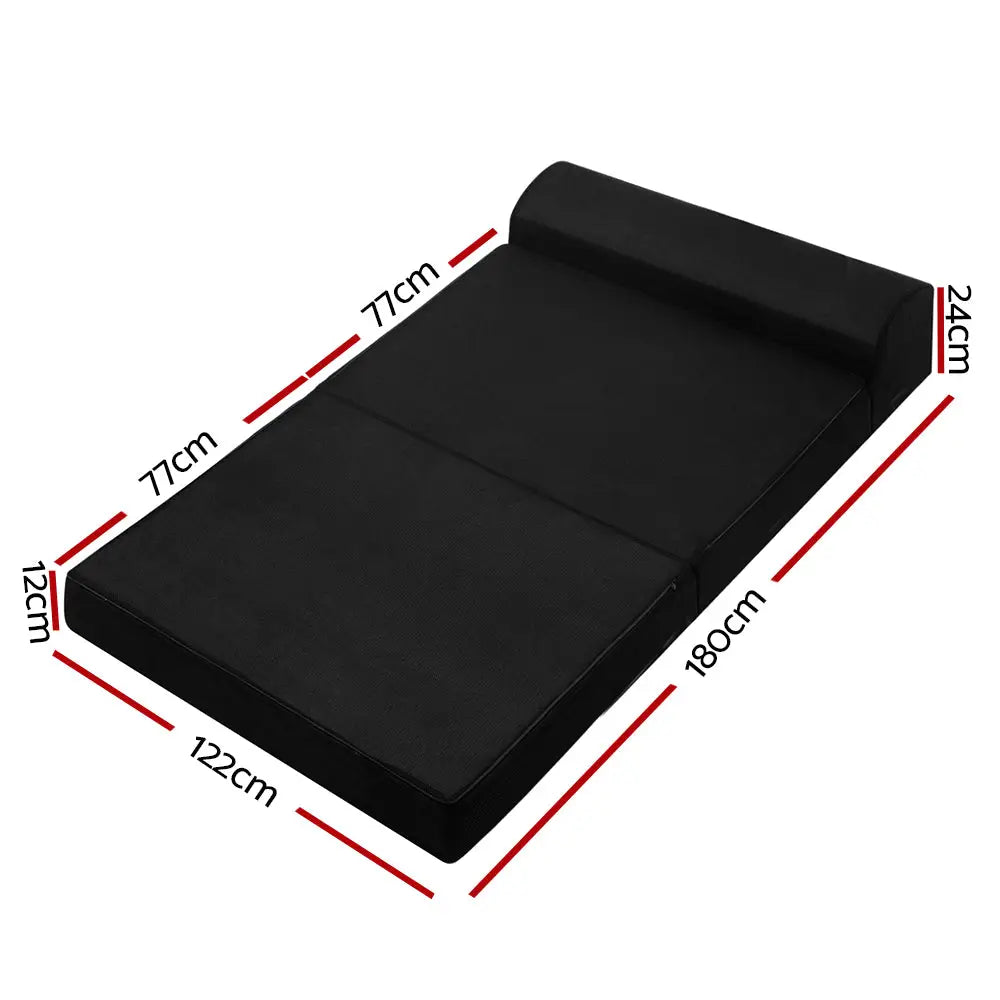 Giselle Bedding Foldable Mattress Folding Foam Bed Mat Double Black - Furniture > Mattresses