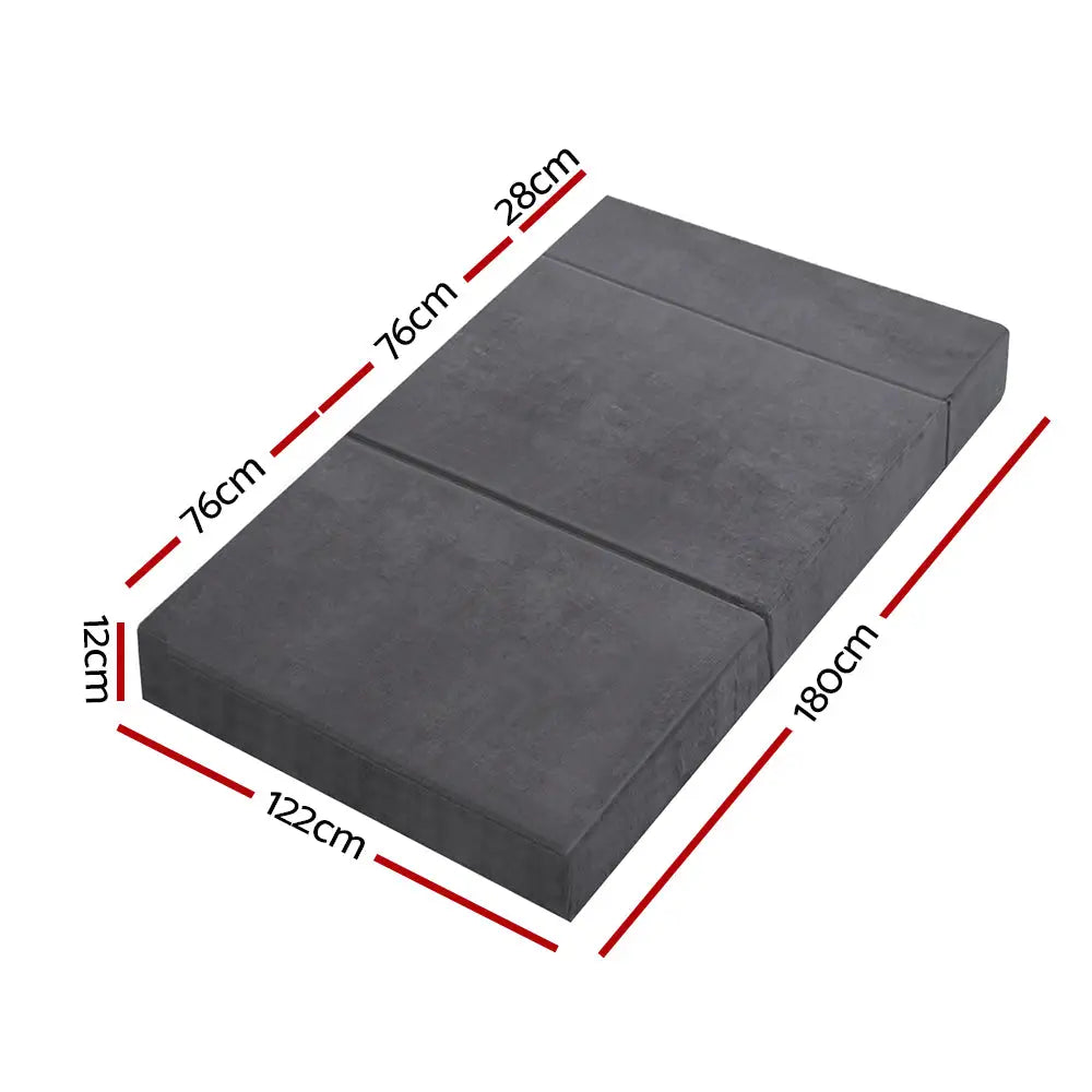 Giselle Bedding Foldable Mattress Folding Foam Bed Mat Double Grey - Furniture > Mattresses