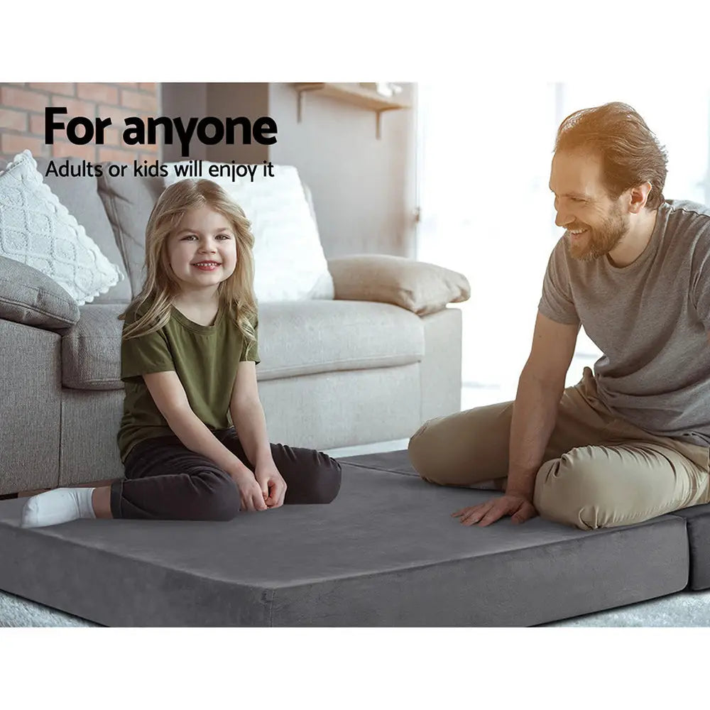 Giselle Bedding Foldable Mattress Folding Foam Bed Mat Double Grey - Furniture > Mattresses