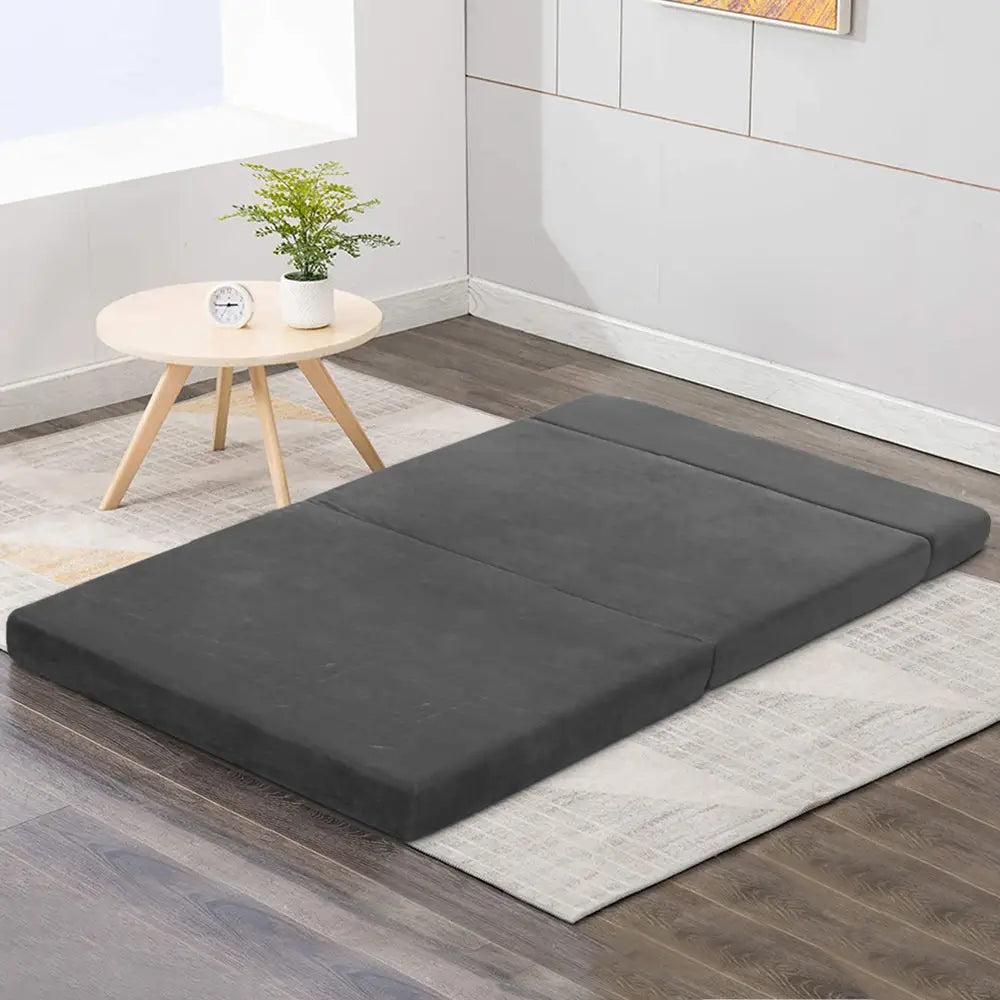 Giselle Bedding Foldable Mattress Folding Foam Bed Mat Double Grey - Furniture > Mattresses