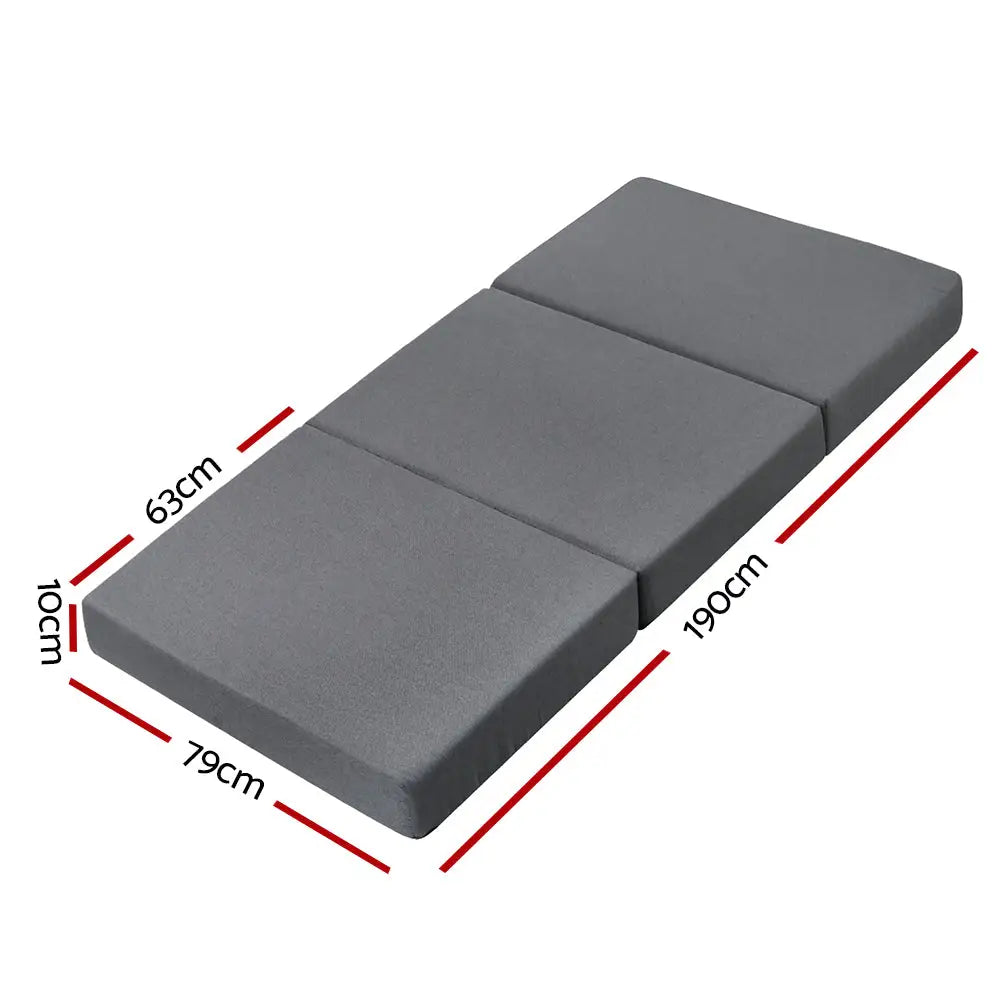 Giselle Bedding Foldable Mattress Folding Foam Bed Single Grey - Furniture > Mattresses