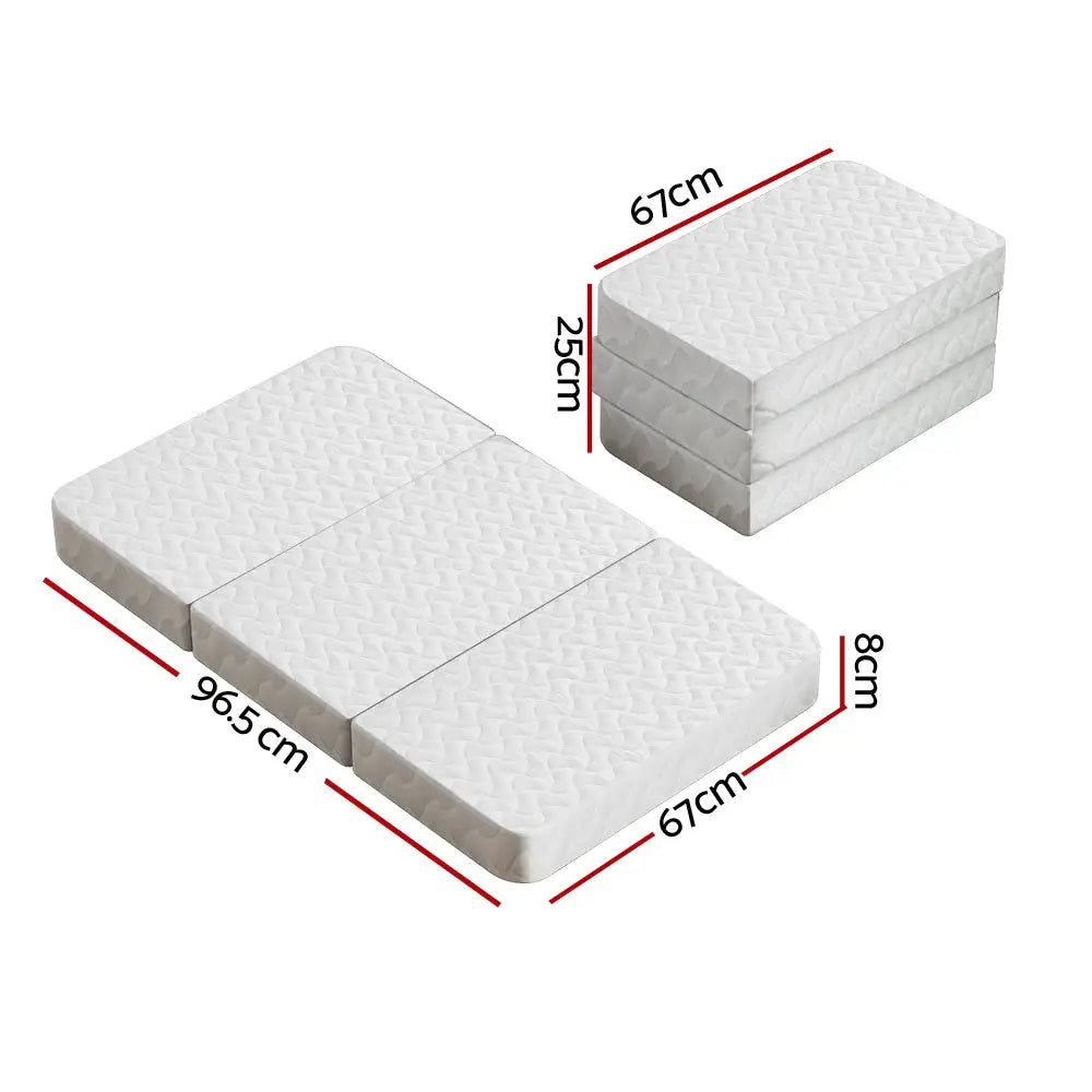 Giselle Bedding Foldable Mattress Folding Foam Cot Bed White - Furniture > Mattresses