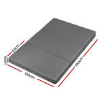 Giselle Bedding Foldable Mattress Folding Foam Double Grey - Furniture > Mattresses