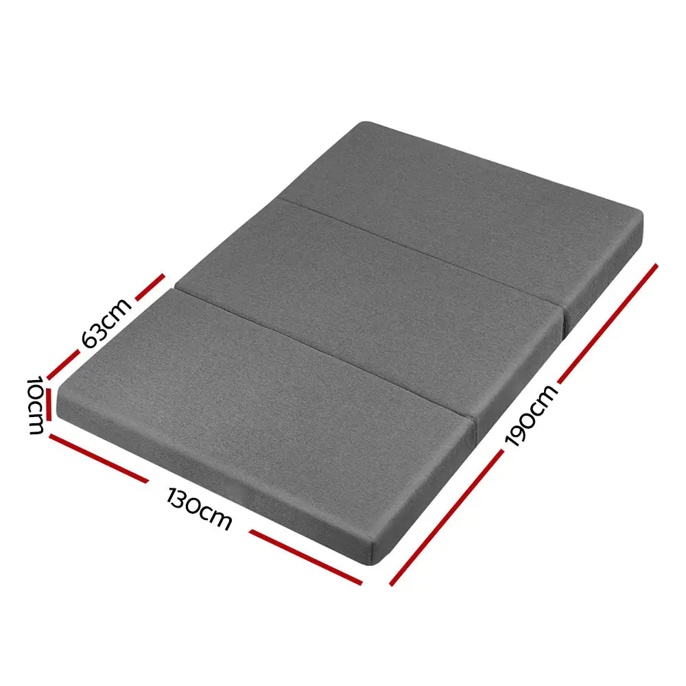 Giselle Bedding Foldable Mattress Folding Foam Double Grey - Furniture > Mattresses