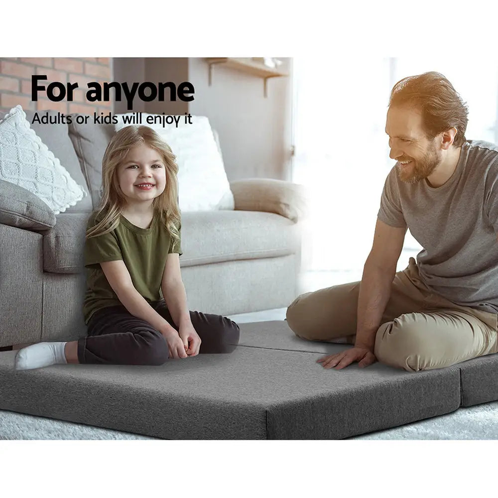 Giselle Bedding Foldable Mattress Folding Foam Double Grey - Furniture > Mattresses