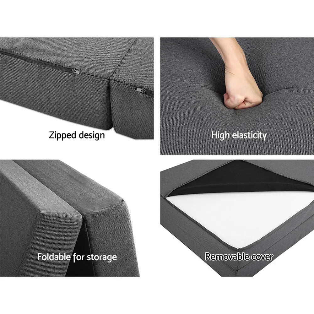 Giselle Bedding Foldable Mattress Folding Foam Double Grey - Furniture > Mattresses