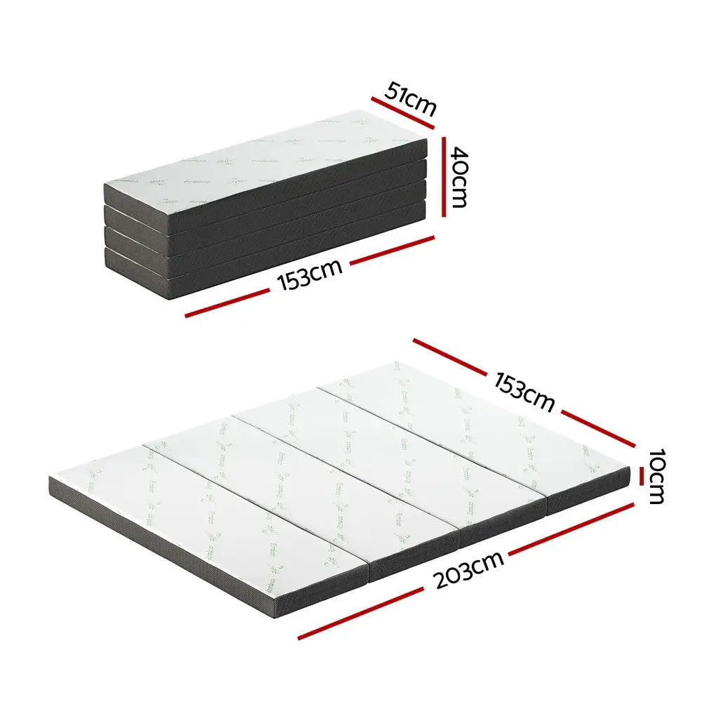 Giselle Bedding Foldable Mattress Folding Foam Queen Bamboo - Furniture > Mattresses