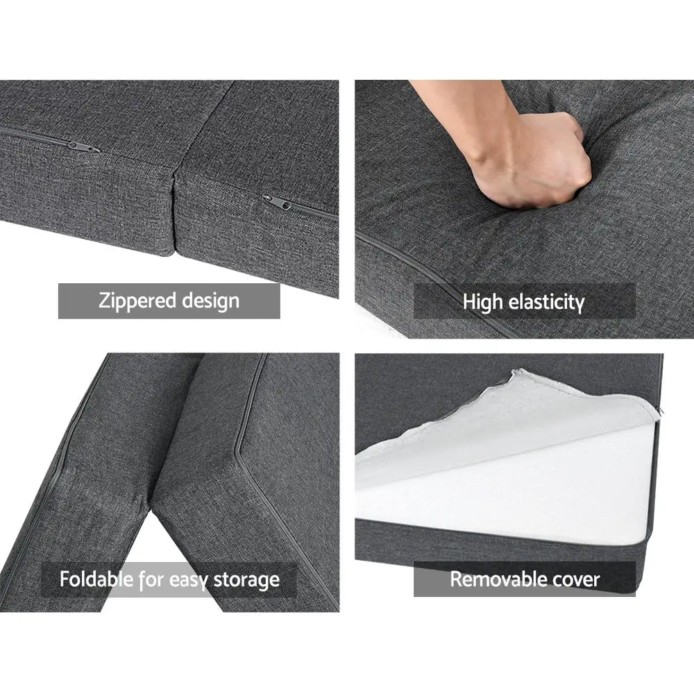 Giselle Bedding Foldable Mattress Folding Foam Queen Grey - Furniture > Mattresses