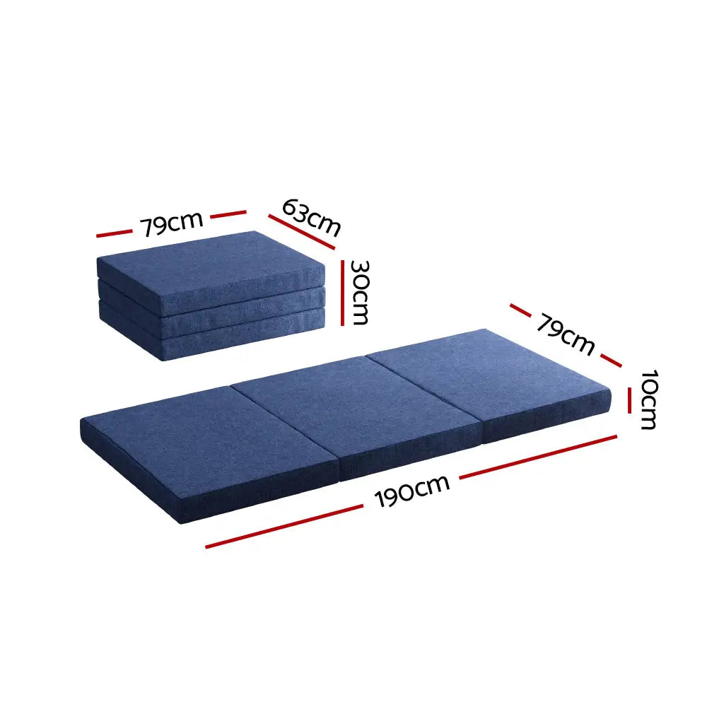 Giselle Bedding Foldable Mattress Folding Foam Single Blue - Furniture > Mattresses