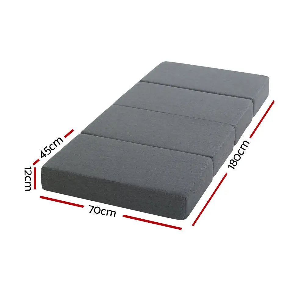 Giselle Bedding Foldable Mattress Folding Foam Single Grey - Furniture > Mattresses