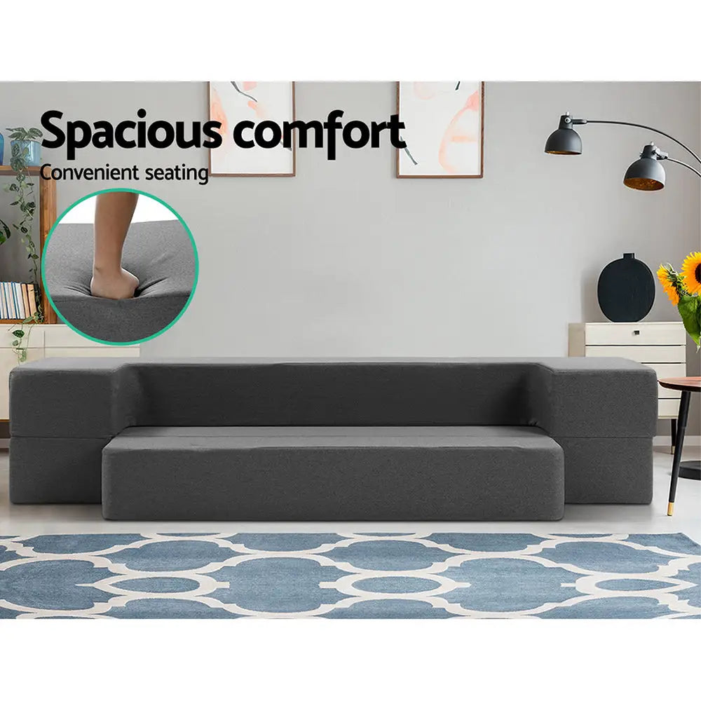 Giselle Bedding Foldable Mattress Folding Foam Sofa Bed Chair Grey - Furniture > Mattresses