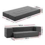 Giselle Bedding Foldable Mattress Folding Foam Sofa Bed Chair Grey - Furniture > Mattresses
