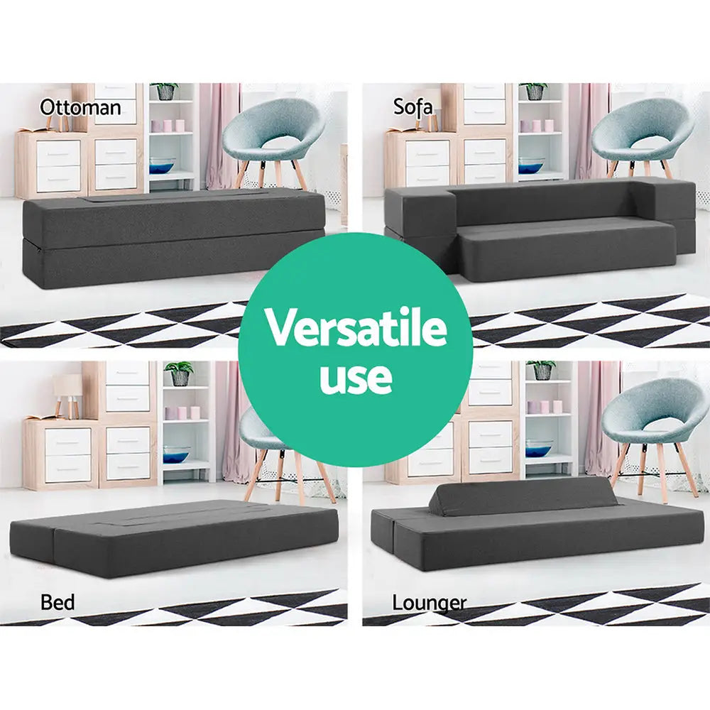 Giselle Bedding Foldable Mattress Folding Foam Sofa Bed Chair Grey - Furniture > Mattresses