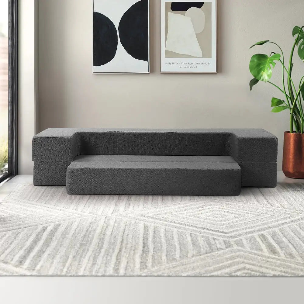 Giselle Bedding Foldable Mattress Folding Foam Sofa Bed Chair Grey - Furniture > Mattresses