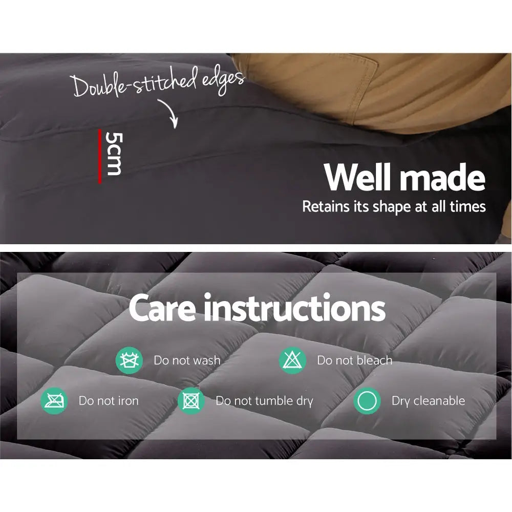 Giselle Bedding Mattress Topper Pillowtop Bamboo Charcoal Single - Home & Garden > Bedding