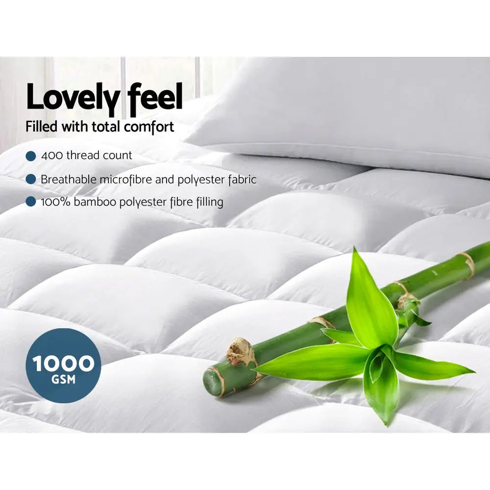 Giselle Bedding Mattress Topper Pillowtop Bamboo Single - Home & Garden > Bedding
