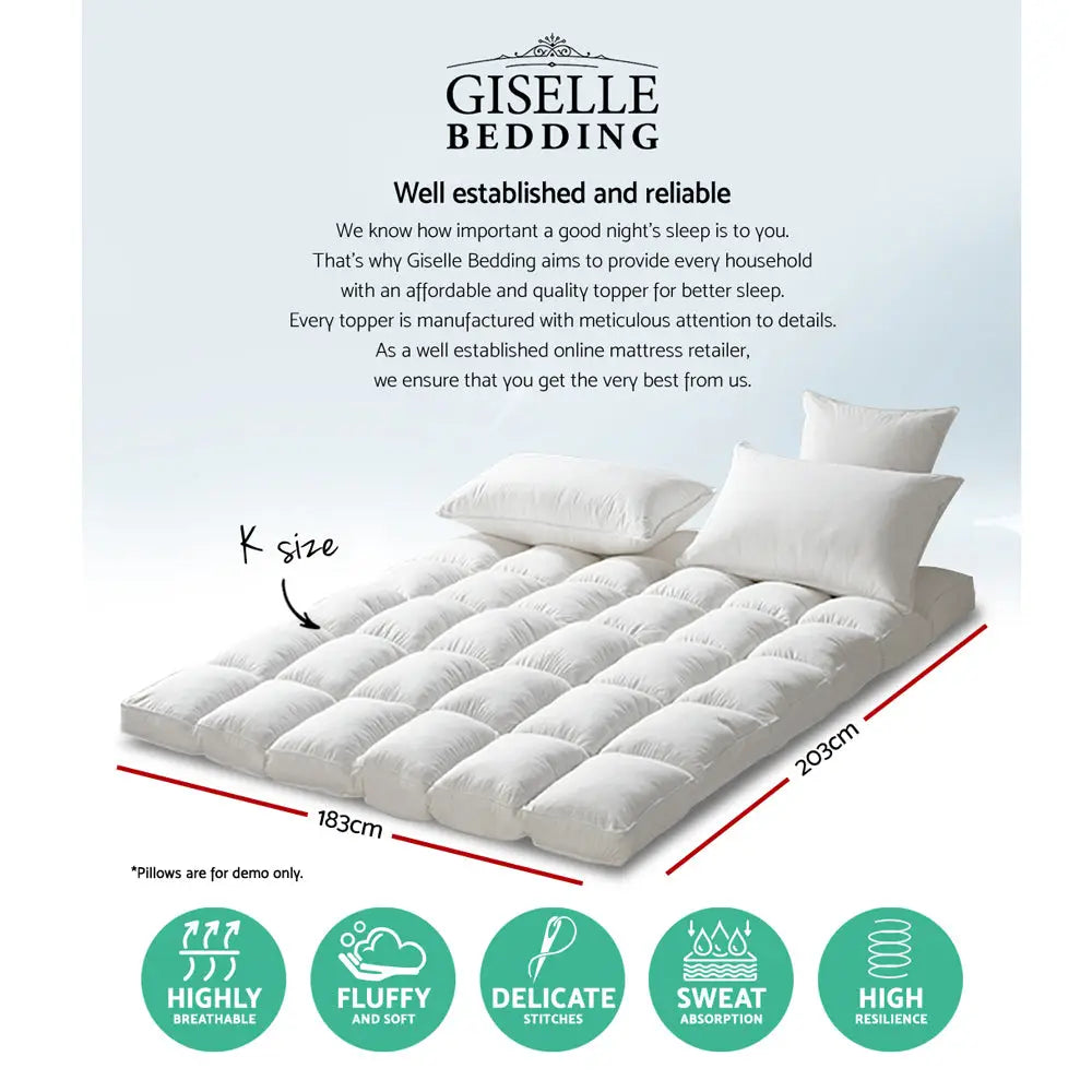 Giselle Bedding Mattress Topper Pillowtop Protector Pad King - Home & Garden > Bedding