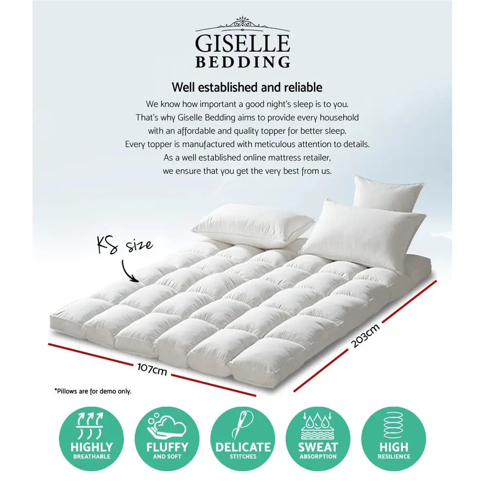 Giselle Bedding Mattress Topper Pillowtop Protector Pad King Single - Home & Garden > Bedding