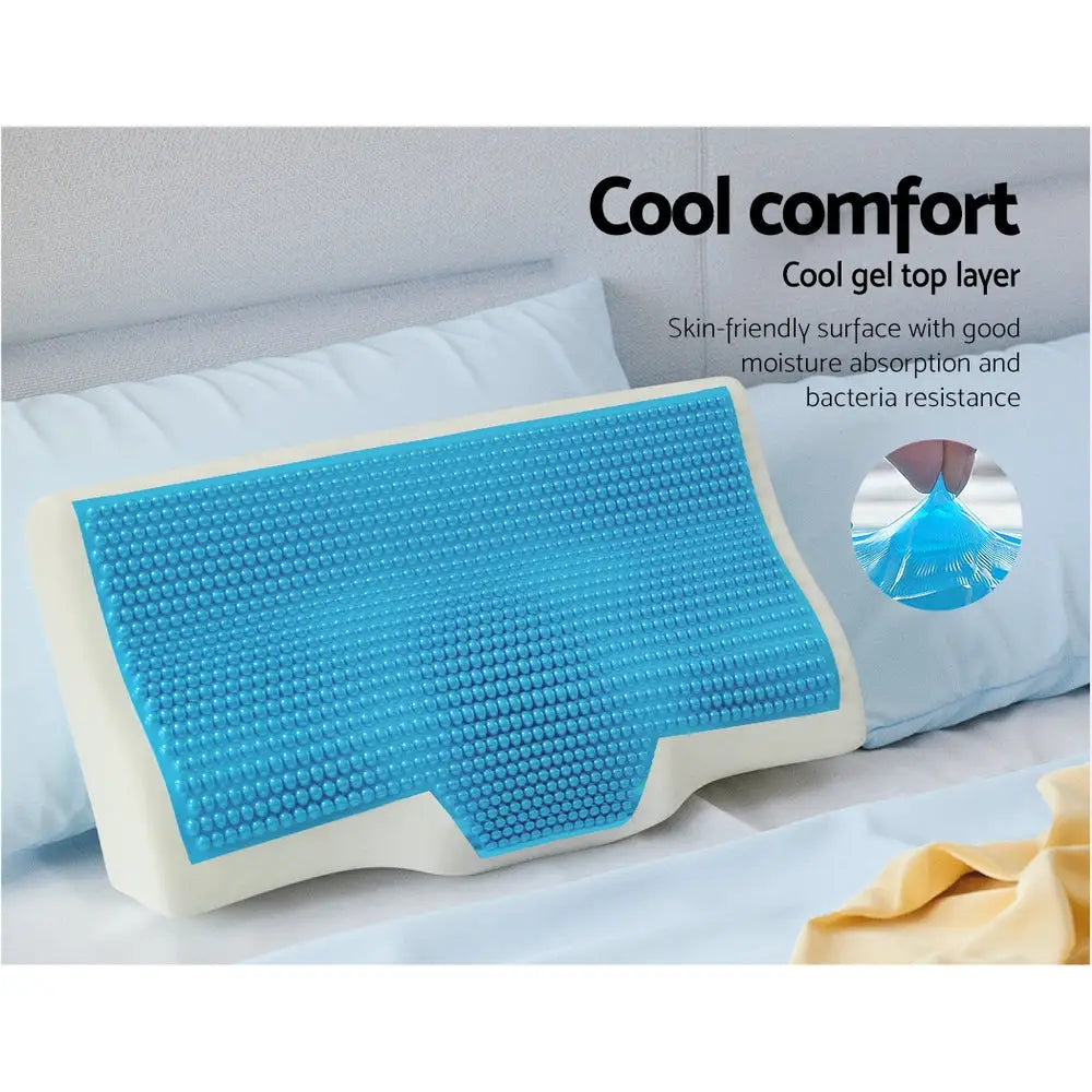 Giselle Bedding Memory Foam Contour Pillow Cool Gel Bamboo Cover - Home & Garden > Bedding