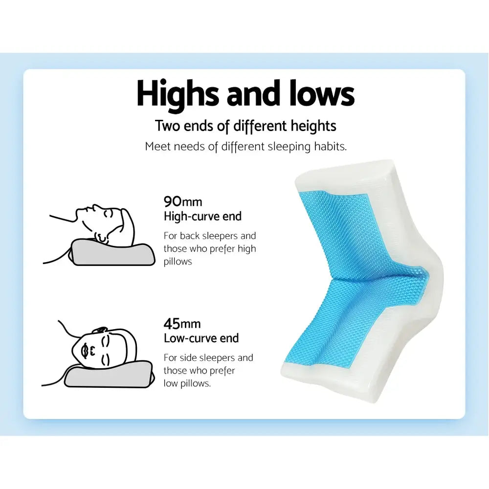 Giselle Bedding Memory Foam Contour Pillow Cool Gel Bamboo Cover - Home & Garden > Bedding