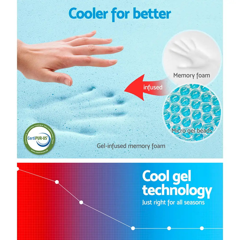 Giselle Bedding Memory Foam Mattress Bed Cool Gel 25cm King Single - Furniture > Mattresses