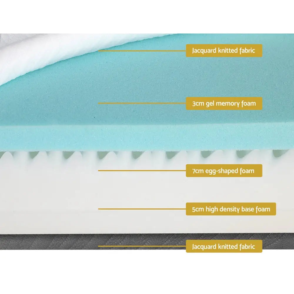 Giselle Bedding Memory Foam Mattress Bed Cool Gel Non Spring 15cm Single - Furniture > Mattresses