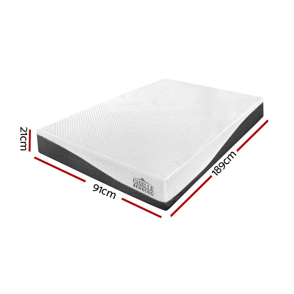 Giselle Bedding Memory Foam Mattress Bed Cool Gel Non Spring 21cm Single - Furniture > Mattresses