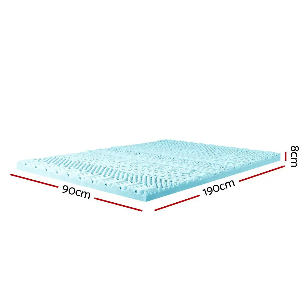 Giselle Bedding Memory Foam Mattress Topper 11-Zone 8cm Single - Home & Garden > Bedding