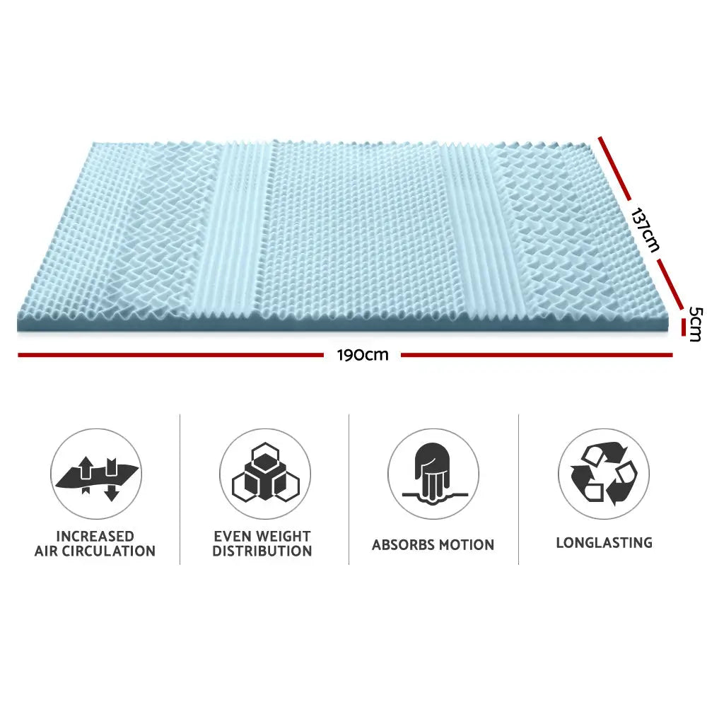 Giselle Bedding Memory Foam Mattress Topper 7-Zone 5cm Double - Furniture > Mattresses