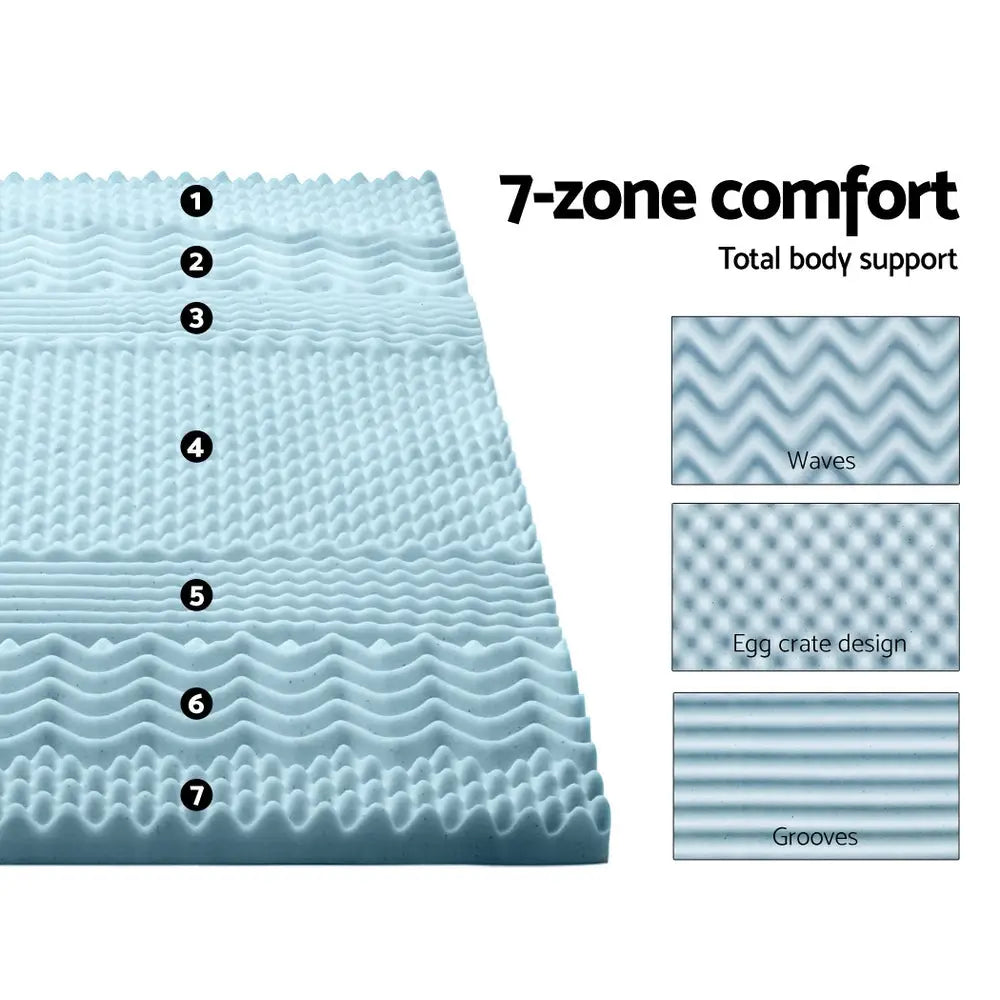 Giselle Bedding Memory Foam Mattress Topper 7-Zone 5cm King - Furniture > Mattresses