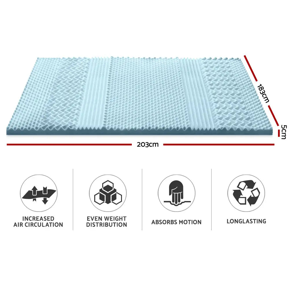 Giselle Bedding Memory Foam Mattress Topper 7-Zone 5cm King - Furniture > Mattresses