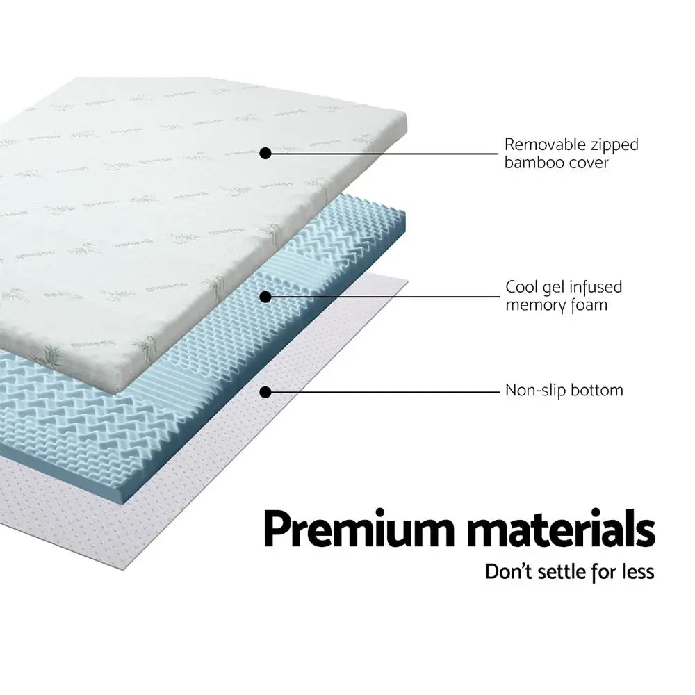 Giselle Bedding Memory Foam Mattress Topper 7-Zone 8cm Double - Furniture > Mattresses