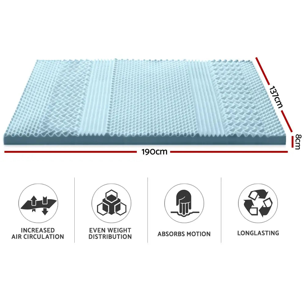 Giselle Bedding Memory Foam Mattress Topper 7-Zone 8cm Double - Furniture > Mattresses