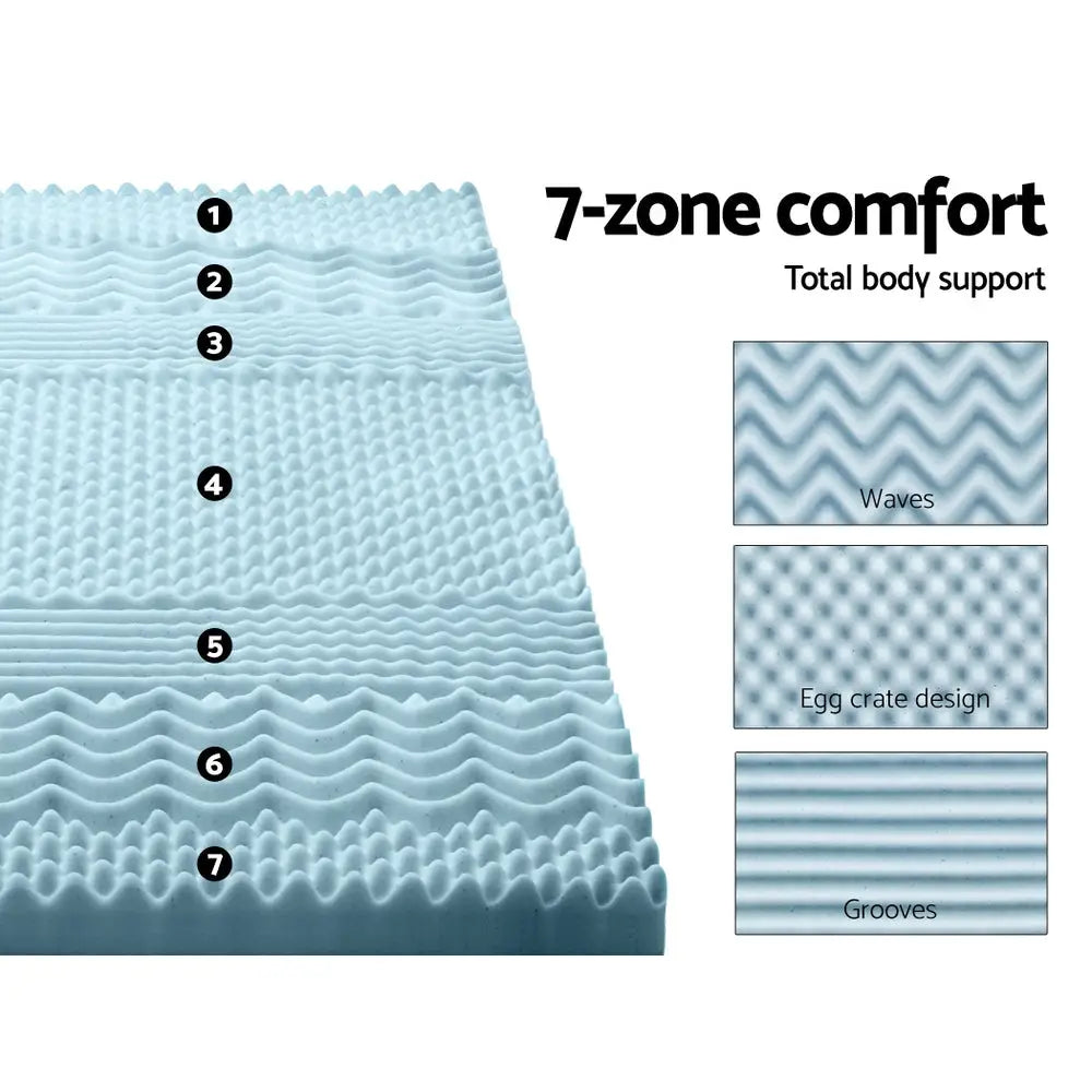 Giselle Bedding Memory Foam Mattress Topper 7-Zone 8cm King - Furniture > Mattresses