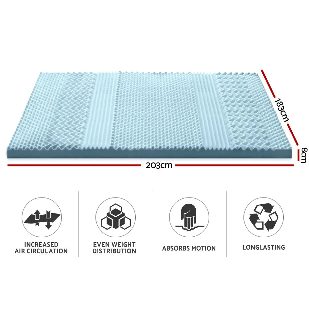 Giselle Bedding Memory Foam Mattress Topper 7-Zone 8cm King - Furniture > Mattresses