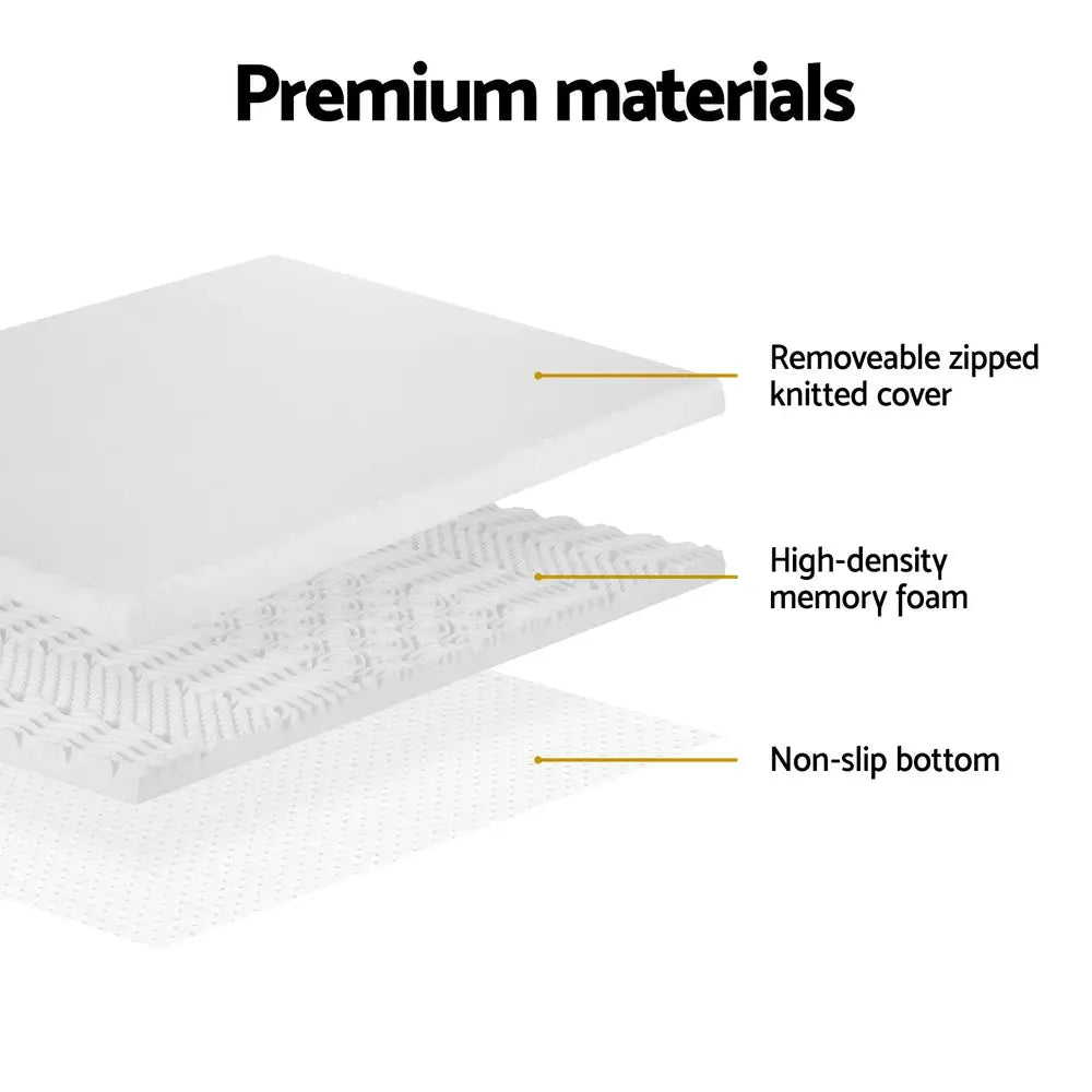Giselle Bedding Memory Foam Mattress Topper 7-Zone Airflow Pad 8cm Queen White - Furniture > Mattresses