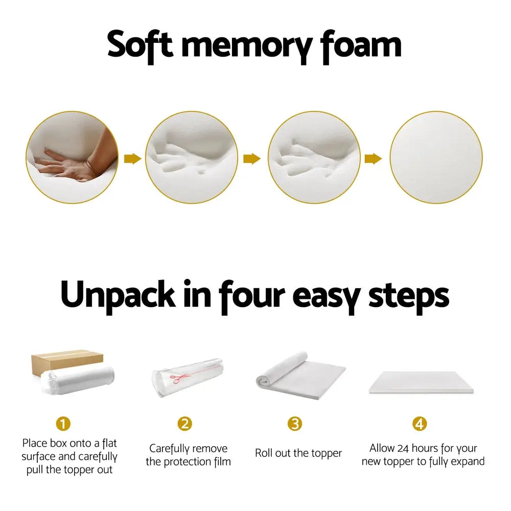 Giselle Bedding Memory Foam Mattress Topper 7-Zone Airflow Pad 8cm Queen White - Furniture > Mattresses