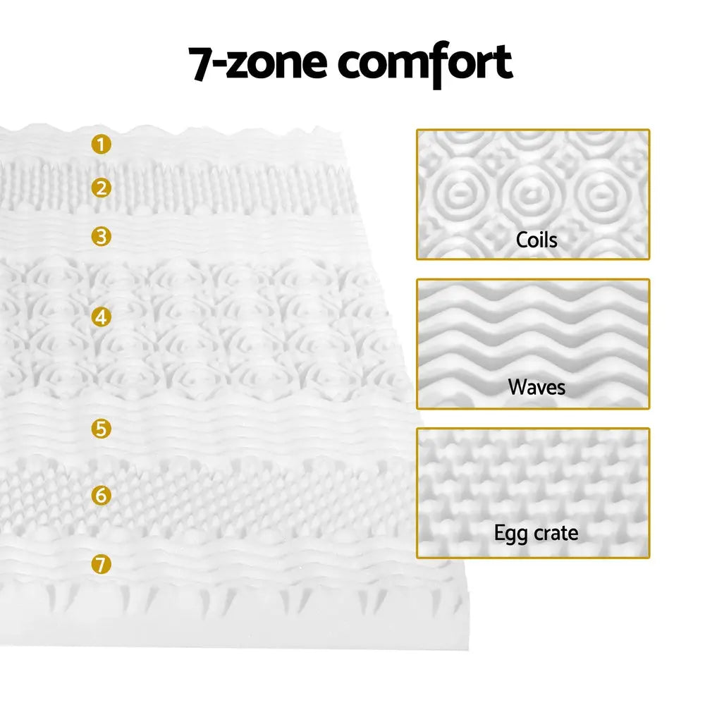 Giselle Bedding Memory Foam Mattress Topper 7-Zone Airflow Pad 8cm King White - Furniture > Mattresses