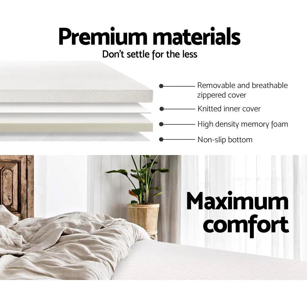 Giselle Bedding Memory Foam Mattress Topper 8cm King - Furniture > Mattresses