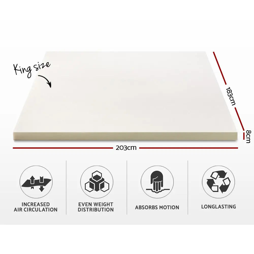 Giselle Bedding Memory Foam Mattress Topper 8cm King - Furniture > Mattresses