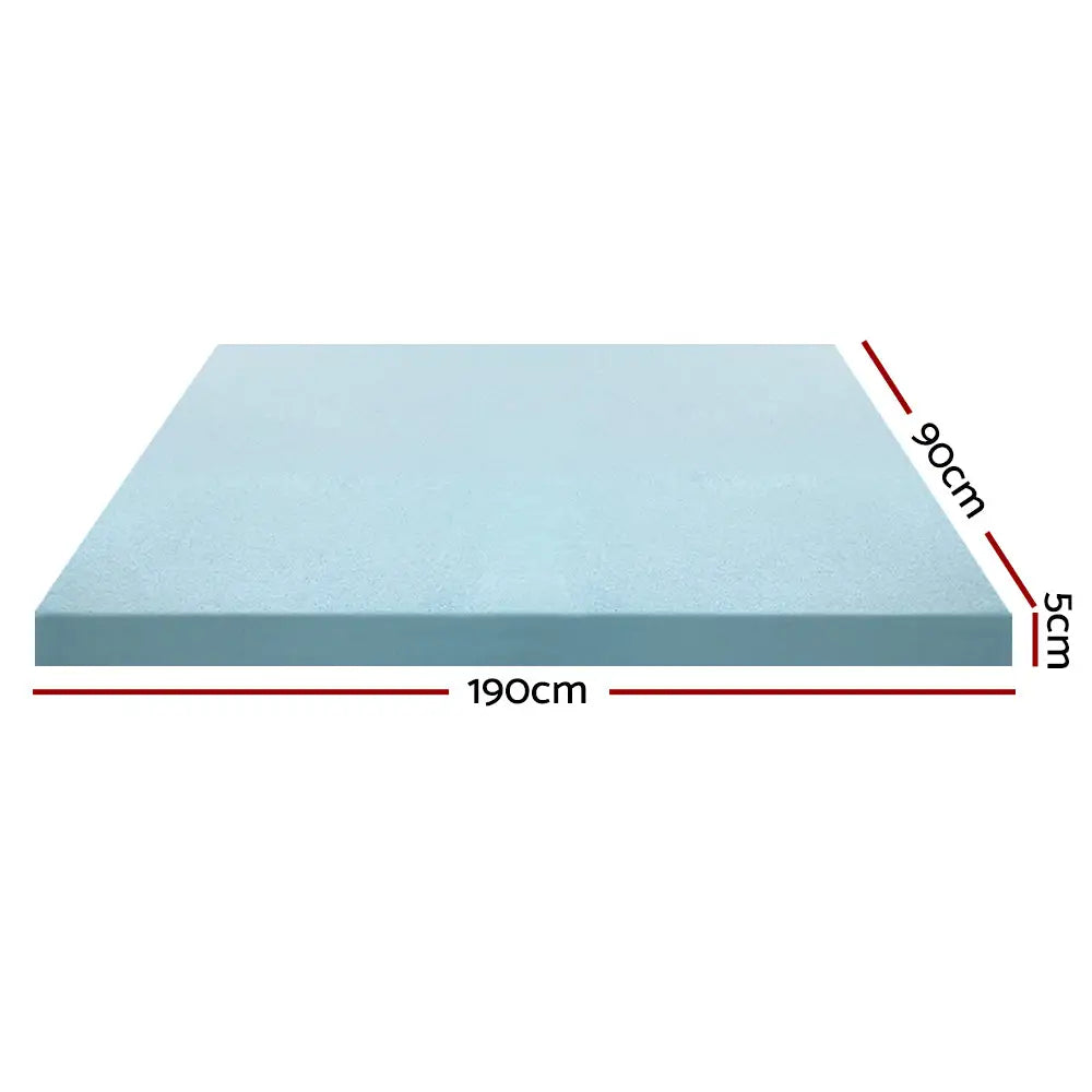 Giselle Bedding Memory Foam Mattress Topper Cool Gel 5cm Single - Furniture > Mattresses