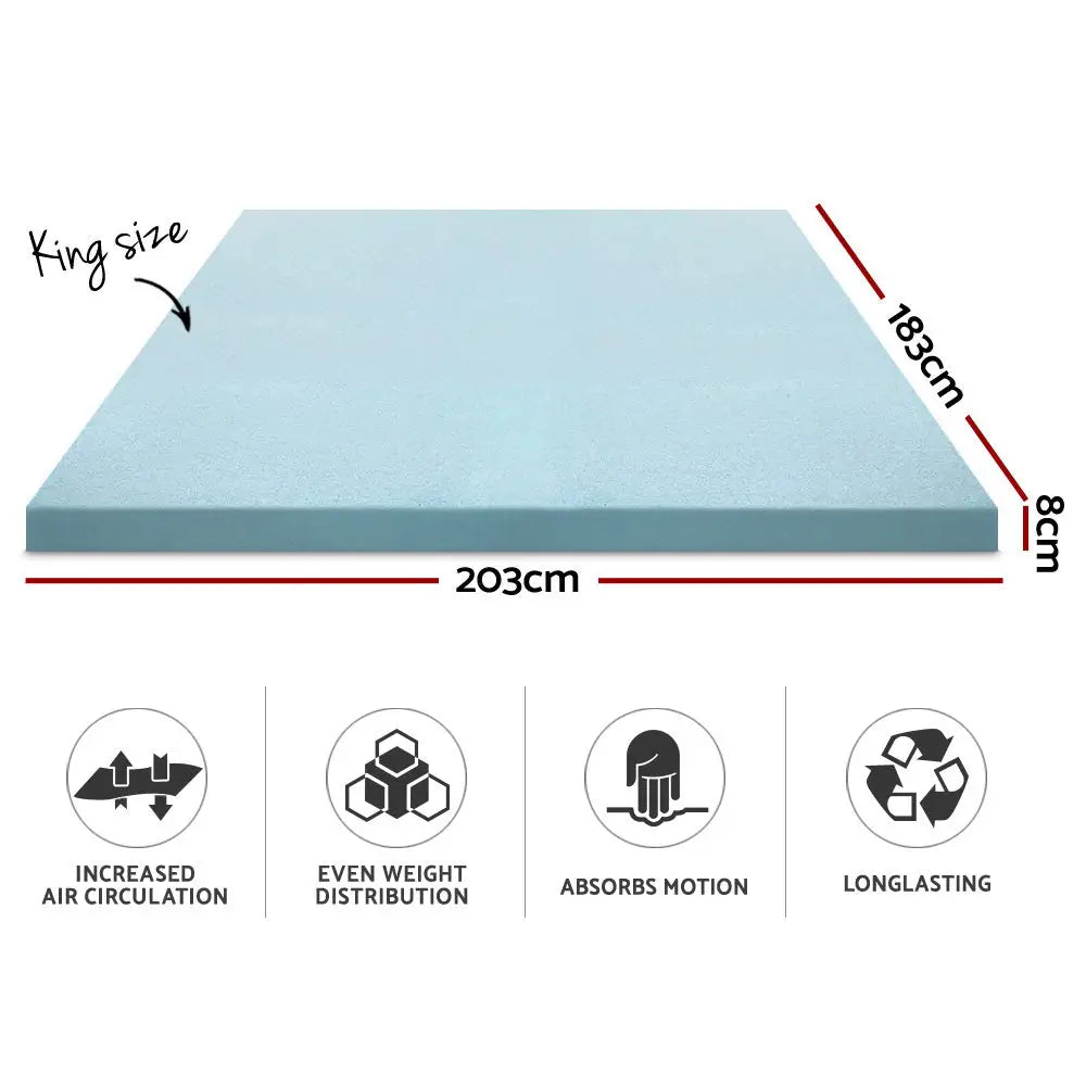 Giselle Bedding Memory Foam Mattress Topper Cool Gel 8cm King - Furniture > Mattresses