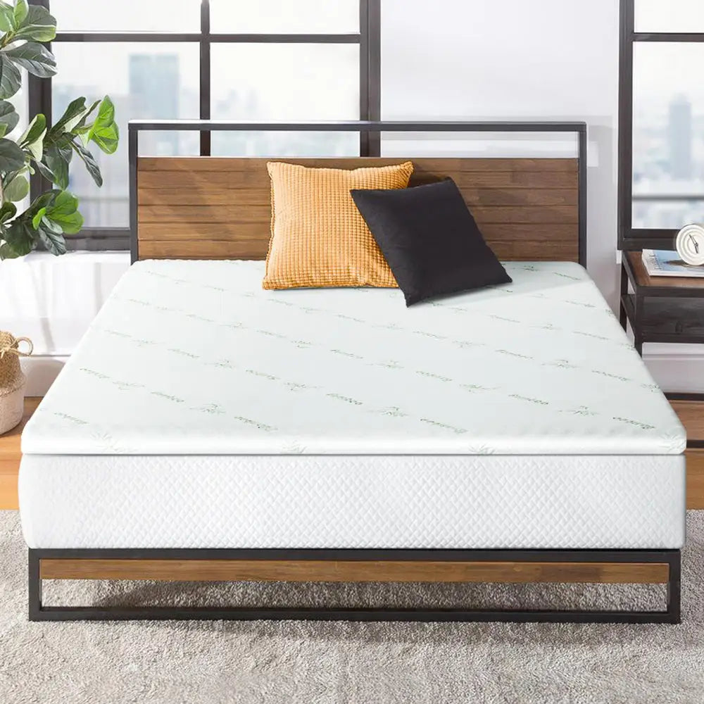 Giselle Bedding Memory Foam Mattress Topper Cool Gel Bed Mat Bamboo 10cm King - Furniture > Mattresses